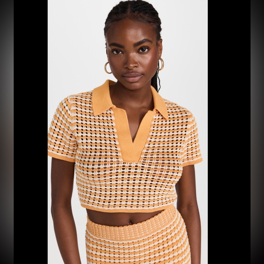DEREK LAM 10 CROSBY Merlin Knit Stripe Polo Top